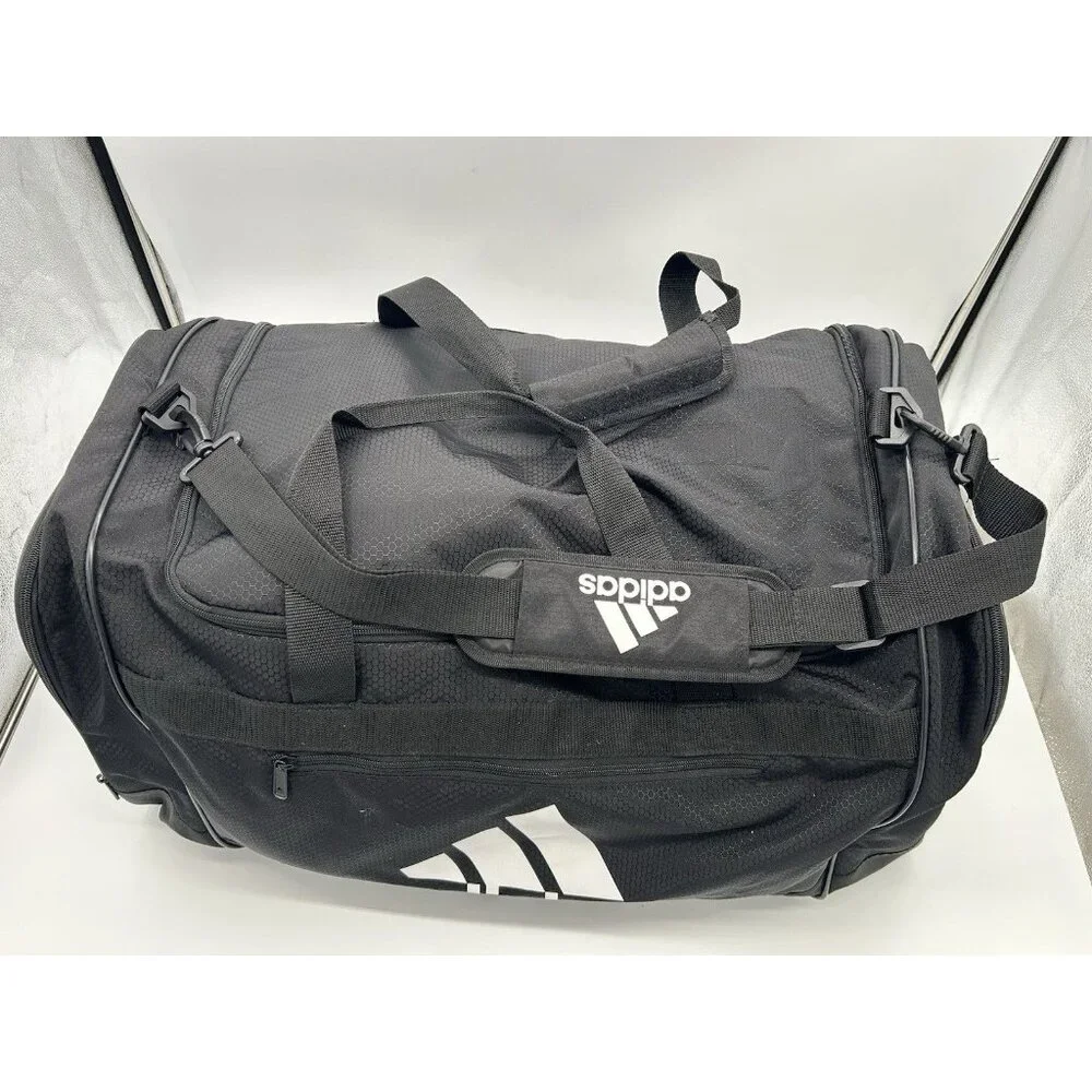 adidas Black Duffel Bag with White Logo
